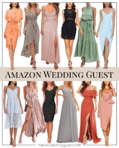 Blogger Sarah Lindner of The House of Sequins sharing wedding guest dresses.