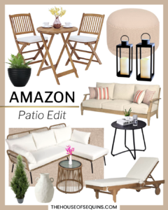 Blogger Sarah Lindner of The House of Sequins sharing Amazon home patio finds.