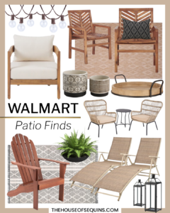 Blogger Sarah Lindner of The House of Sequins sharing Walmart home patio finds.