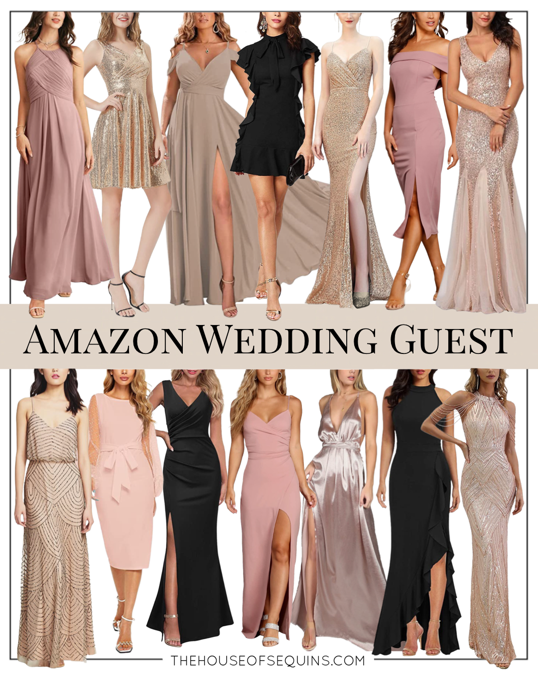 Blogger Sarah Lindner of The House of Sequins sharing wedding guest dresses.
