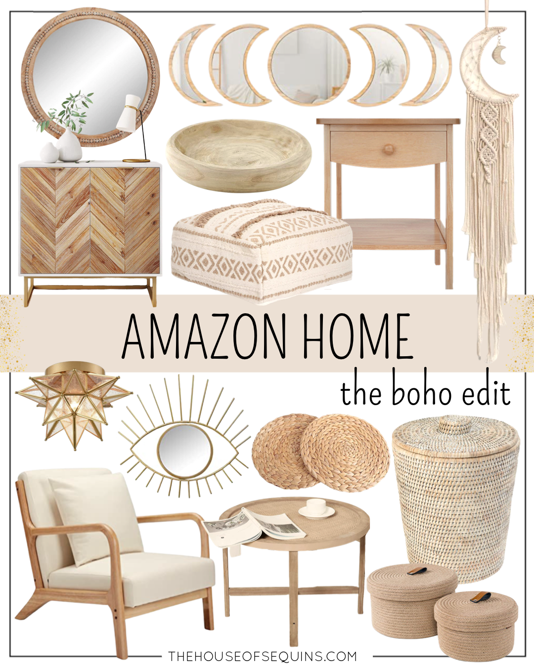 Blogger Sarah Lindner of The House of Sequins sharing Boho Decor from Amazon Home.