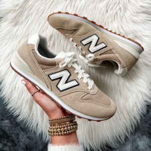 Blogger Sarah Lindner of The House of Sequins sharing New Balance spring sneaker finds.
