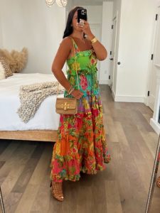 Blogger Sarah Lindner of The House of Sequins styling summer dresses.