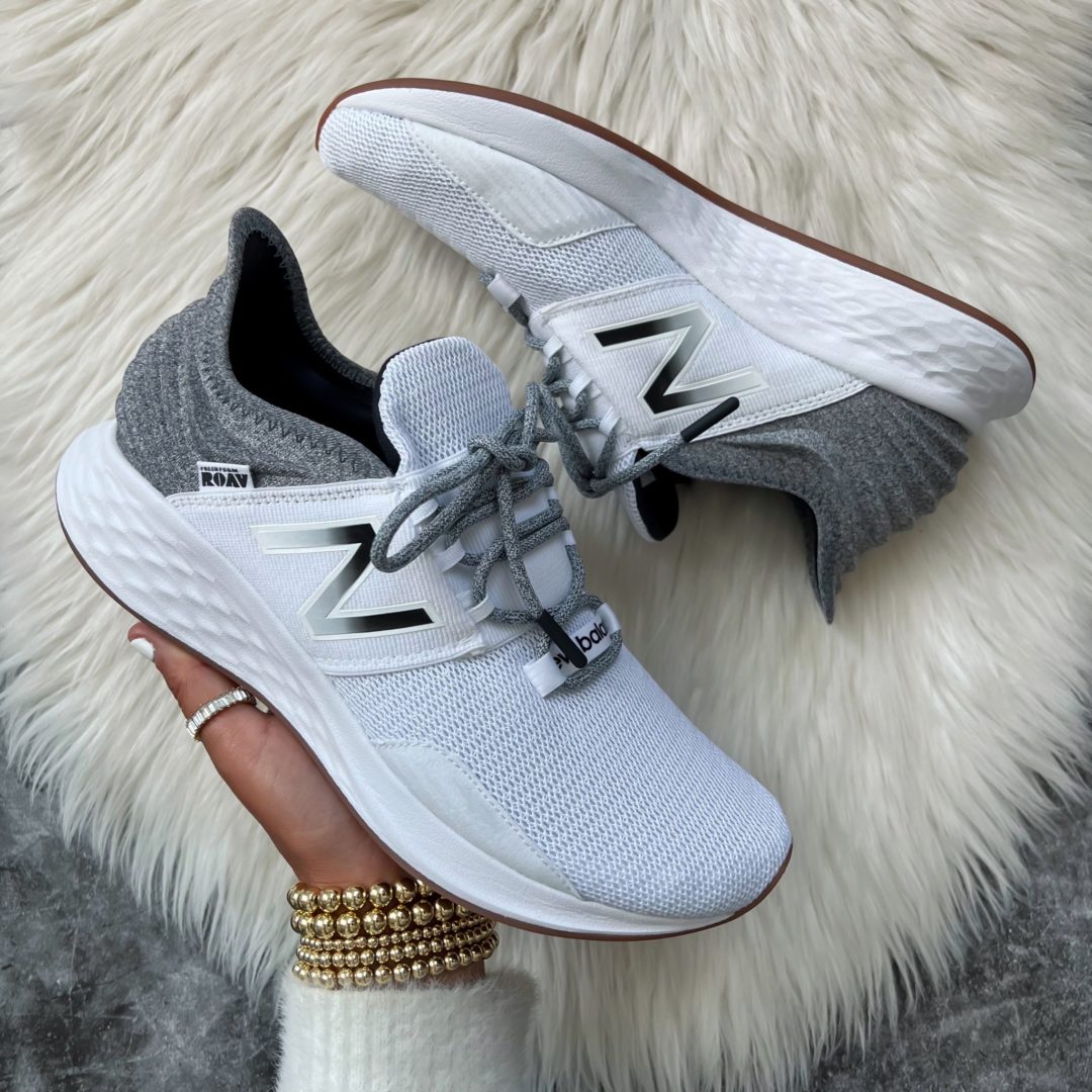 Blogger Sarah Lindner of The Huse of Sequins sharing New Balance Sneakers.