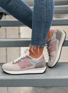 Blogger Sarah Lindner of The House of Sequins styling New Balance Sneakers.