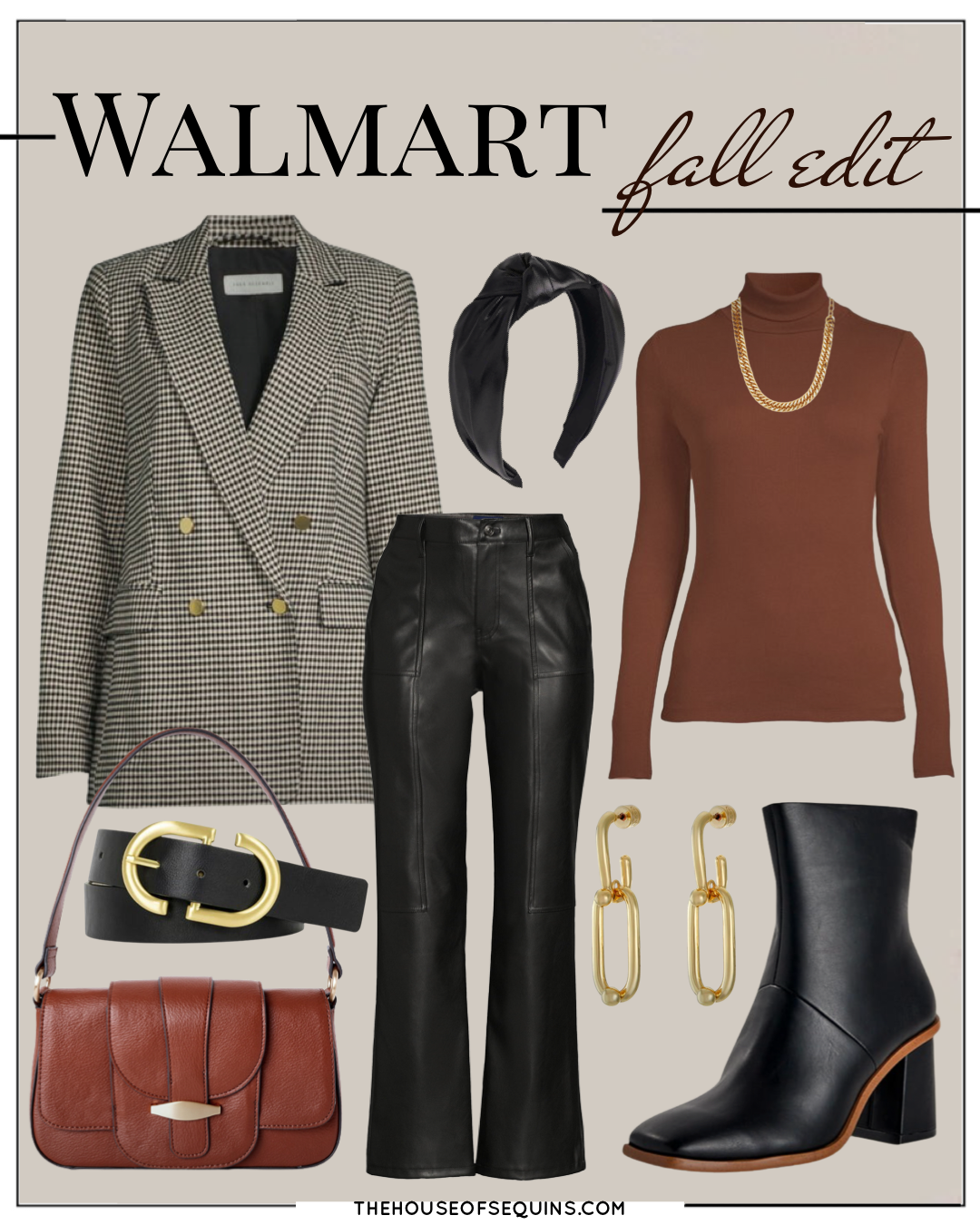 Blogger Sarah Lindner of The House of Sequins sharing curated Walmart fall outfits.