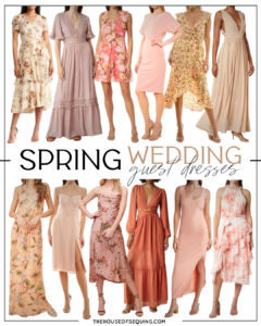 Blogger Sarah Lindner of The House of Sequins sharing Spring Wedding Guest Dresses.