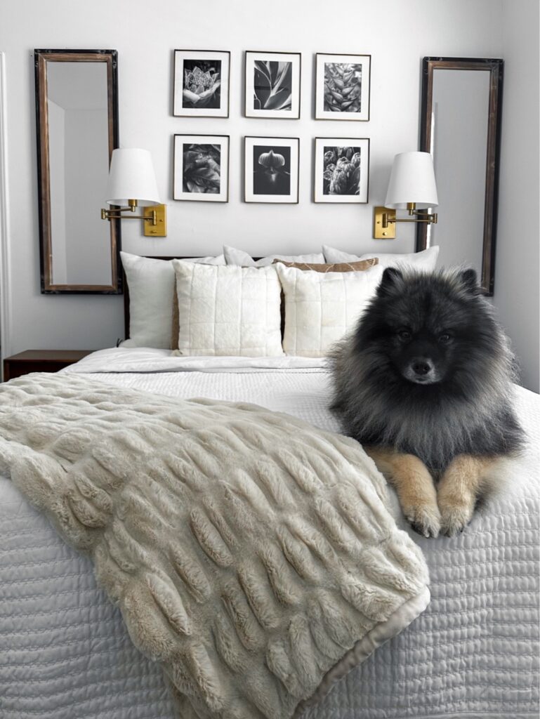 Blogger Sarah Lindner of The House of Sequins sharing bedroom refresh and home decor.