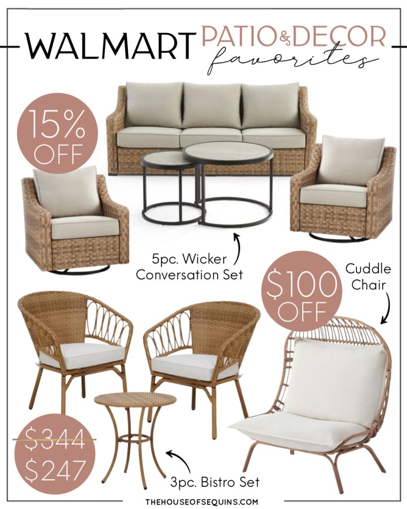 Blogger Sarah Lindner of The House of Sequins sharing Walmart Patio Favorites.