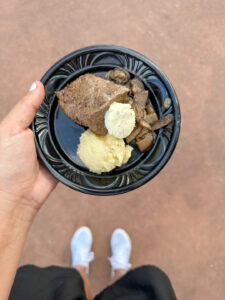 Blogger Sarah Lindner of The House of Sequins sharing Disney Epcot Food and Wine Festival eats.