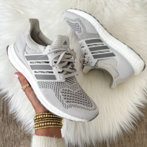 Blogger Sarah Lindner of The House of Sequins sharing Adidas sneakers.