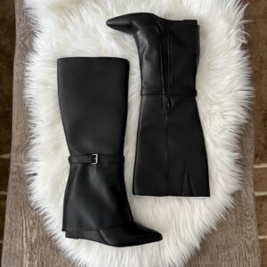 Blogger Sarah Lindner of The House of Sequins sharing Target boots and shoes.