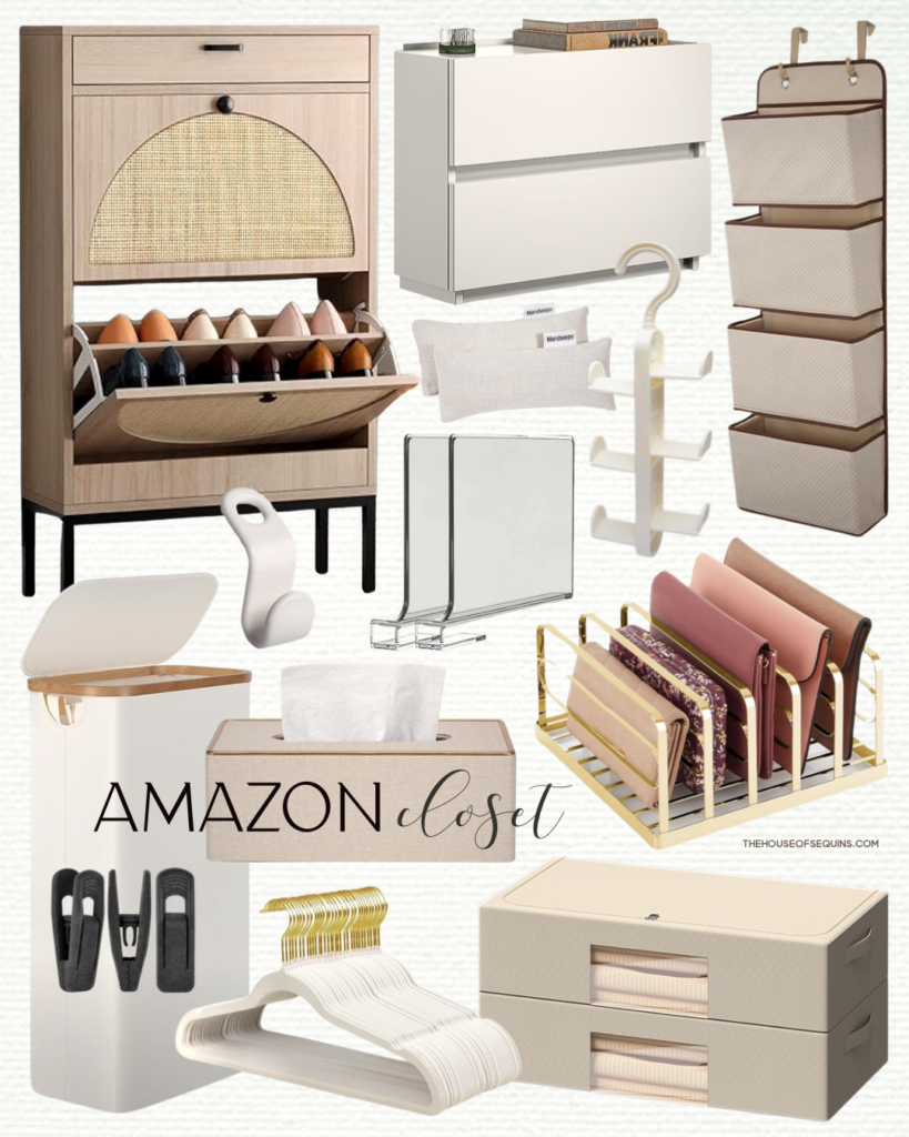 Blogger Sarah Lindner of The House of Sequins sharing Amazon Home Organization finds.